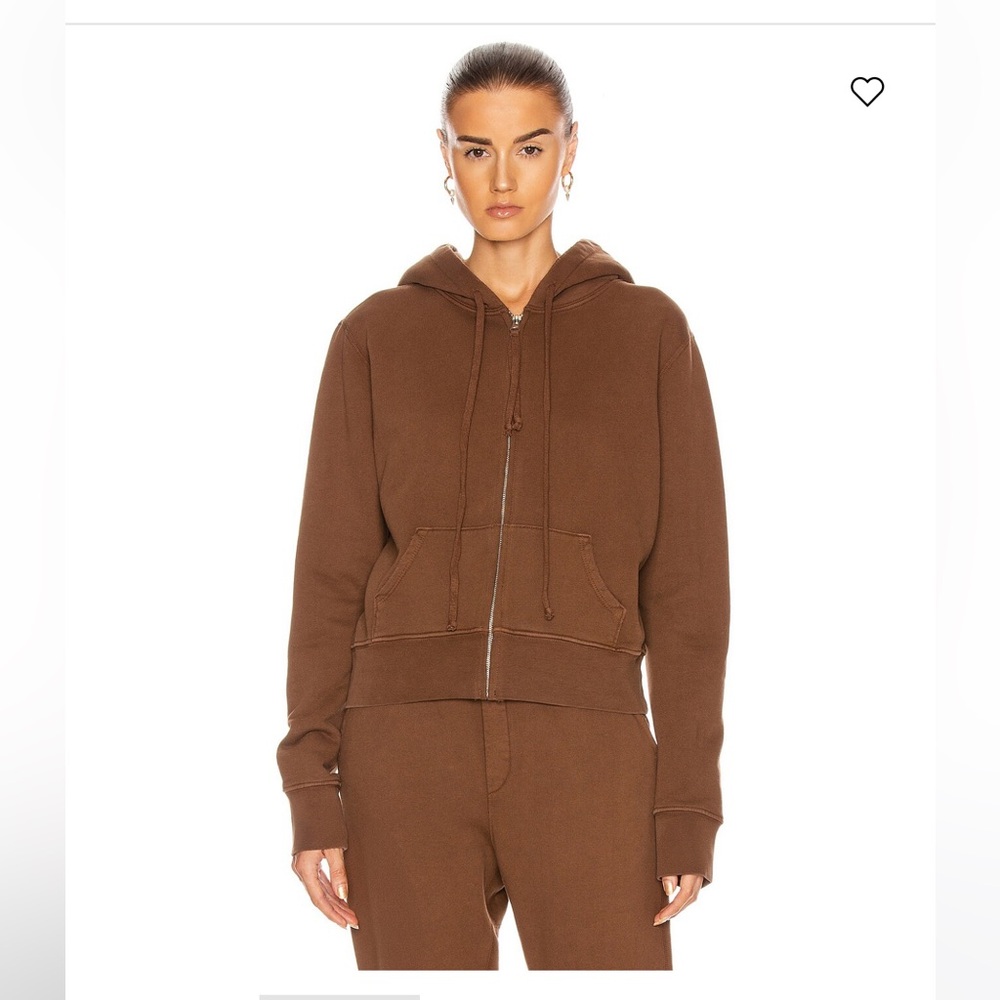 Nili Lotan $295 Brown Callie Zip Up Hoodie Sweatshirt Size Medium